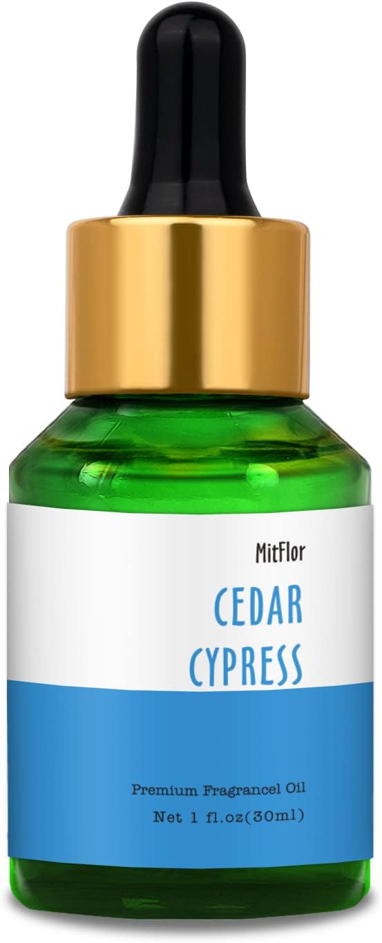 30ml Cedar Cypress Fragrance Oil, MitFlor Refreshing Fragrance Essentials Oil for Soap & Candle Making, Large Size Diffuser Oil Scents, Very Refreshing & Long-Lasting, Woody Scent for Home Fragrance