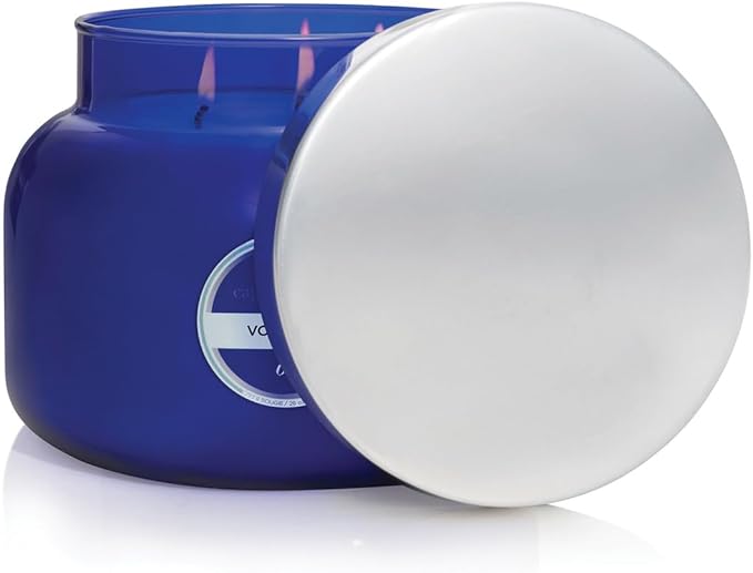 Capri Blue Volcano Scented Candles - Luxury Three Wick Candles for Home Scented with Tropical Fruit & Sugared Citrus - Soy Wax Blend - Large Blue Color (28 oz)
