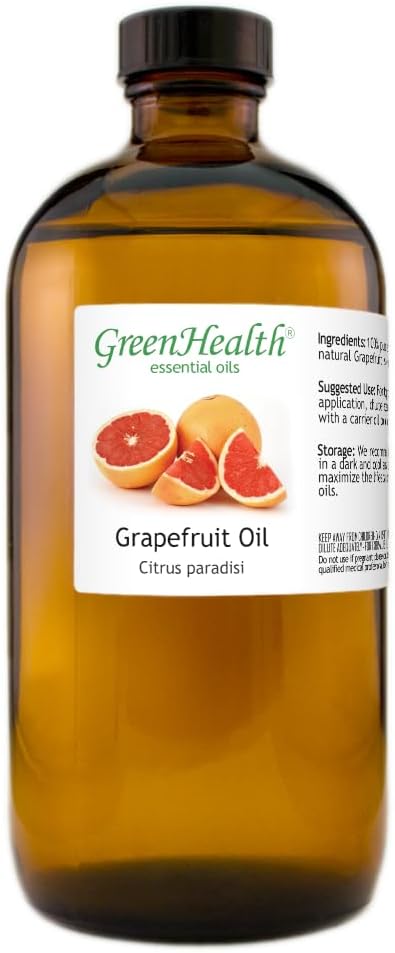 Grapefruit Essential Oil - 16 fl oz (473 ml) Amber Glass Bottle - 100% Pure Essential Oil - GreenHealth