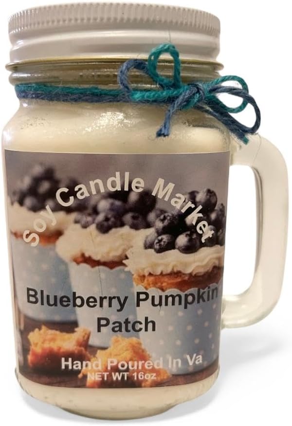 Soy Scented Candles | Handmade & Highly Aromatic Candles Burns Upto 85 Hours in Glass Jar - Perfect for Home Decor, Wedding, Birthday, Dinner (Blueberry Pumpkin Patch, 12 oz)