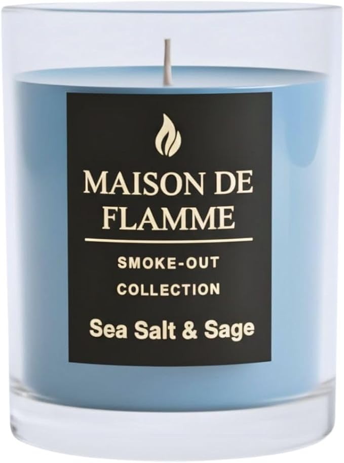 Sea Salt & Sage Scented Candle – 150g / 5.3 oz Soy Wax Blend with 10% Fragrance Load – Cotton Wick Home Candle for Bedroom, Bathroom & Living Room