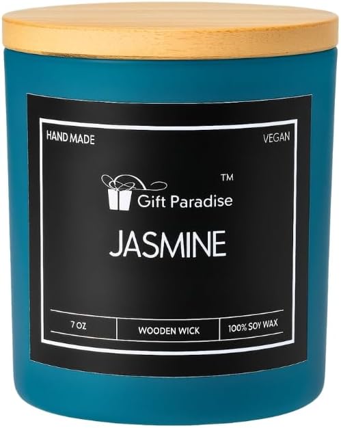Jasmine Scented Candle – 100% Soy Wax, Vegan, Non Toxic, Floral, Gift for her