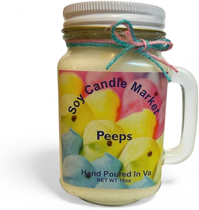 Soy Scented Candles | Handmade & Highly Aromatic Candles Burns Upto 85 Hours in Glass Jar - Perfect for Home Decor, Wedding, Birthday, Dinner (Peeps, 16 oz)