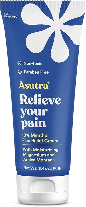 ASUTRA Muscle Pain Relief Cream 3.4 oz | Cooling Menthol with Moisturizing Magnesium and Arnica Montana Oil
