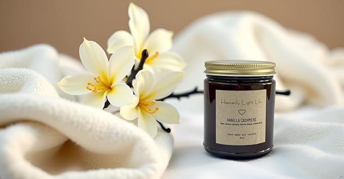 Heavenly Light LLC 100% Non-Toxic 9 oz Scented Soy Wax Candles (Vanilla Cashmere)