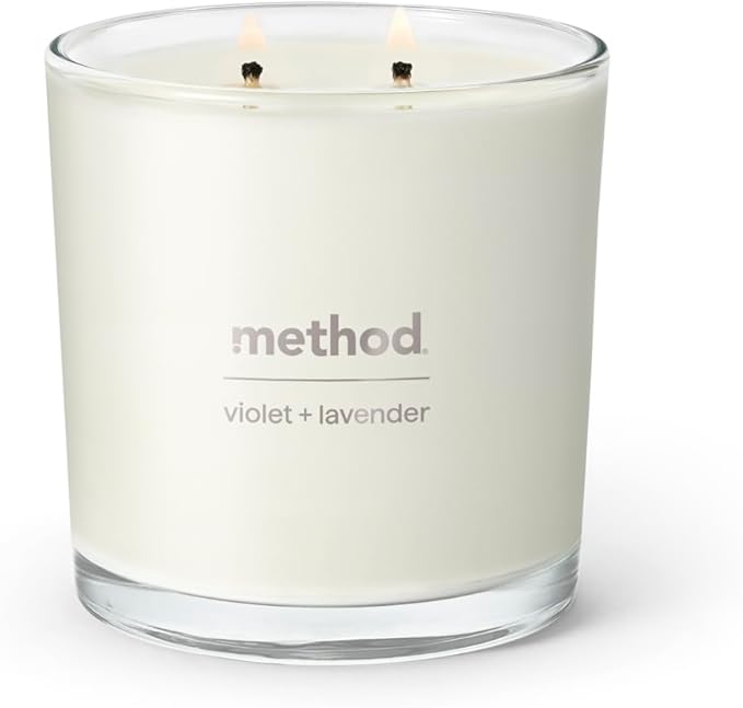 Method Premium Soy Candle, Violet + Lavender, 2 Wick, Recyclable Jar, Up to 50 Hours Burn Time, 14 oz