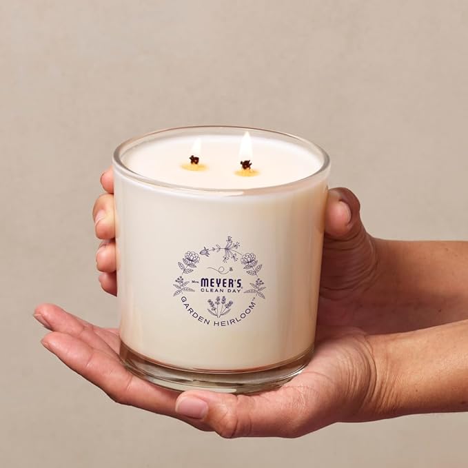 MRS. MEYER'S Clean Day Garden Heirloom Scented Soy Candle, Large, Moonflower Scent, 14 Ounce Candle