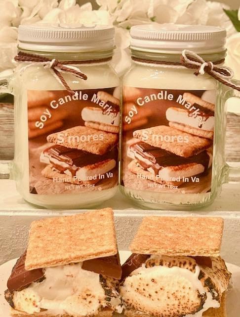Soy Scented Candles | Handmade & Highly Aromatic Candles Burns Upto 85 Hours in Glass Jar - Perfect for Home Decor, Wedding, Birthday, Dinner (S'Mores, 12 oz)