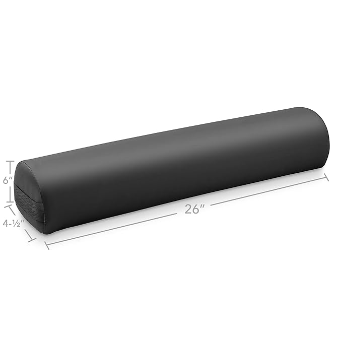 Saloniture 3/4 Round Massage Table Bolster Pillow Pad - 26 x 6 x 4-1/2 Inch - Black