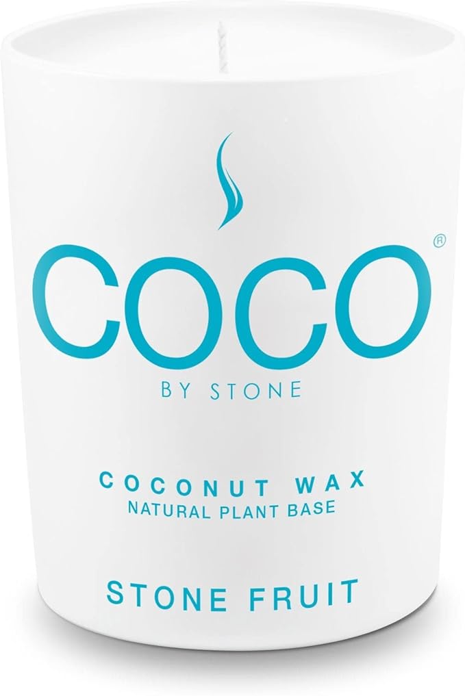 COCO by Stone 6.5oz Candle, Coconut Apricot Wax Candle for Home (Stone Fruit) Home Fragrance Products, 1 Wick, Enhance Indoor Aroma, Vegan & Cruelty-Free, Clean Burning and Hand Poured