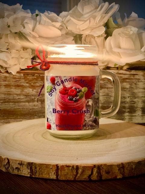 Soy Scented Candles | Handmade & Highly Aromatic Candles Burns Upto 85 Hours in Glass Jar - Perfect for Home Decor, Wedding, Birthday, Dinner (Berry Crush, 12 oz)