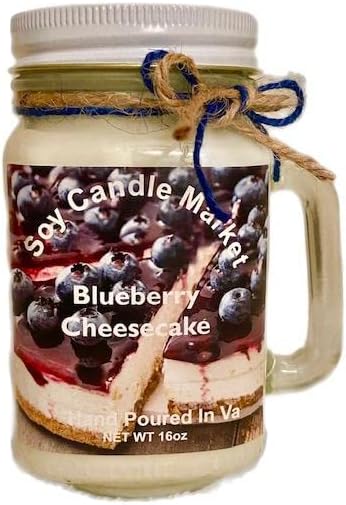 Soy Scented Candles | Handmade & Highly Aromatic Candles Burns Upto 85 Hours in Glass Jar - Perfect for Home Decor, Wedding, Birthday, Dinner (Blueberry Cheesecake, 16 oz)