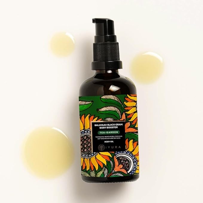 iYURA Balaayah Black Gram Body Booster Oil - Tea-Garden Blend | Ayurvedic Massage & Moisturizing Body Oil | Luxurious, Fast-Absorbing & Non-Sticky | 3.38 fl oz
