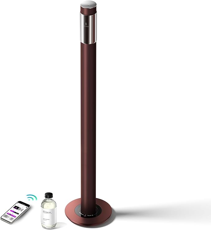 40-inch Large Waterless Essential Oil Diffuser, Luxury Hotel Diffuser, Cordless Rechargeable App Diffuser, Includes 120ml Essential Oils,2000Sq.Ft Coverage, for Home, Office, Spa, Hotel, Burgundy