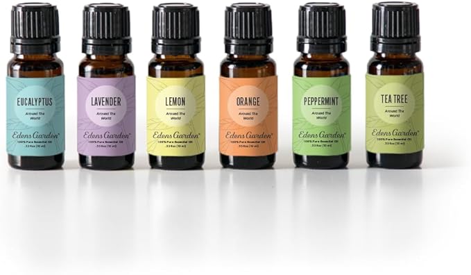 Edens Garden Essential Oils Around The World 6 Set – 100% Pure Therapeutic Grade Aromatherapy: Eucalyptus, Lavender, Lemon, Orange, Peppermint & Tea Tree for Home Diffusers – Undiluted, 10 ml/ 6 Pack