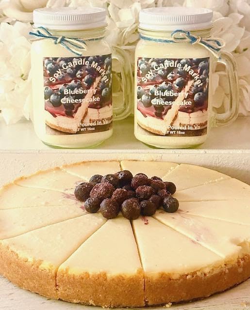 Soy Scented Candles | Handmade & Highly Aromatic Candles Burns Upto 85 Hours in Glass Jar - Perfect for Home Decor, Wedding, Birthday, Dinner (Blueberry Cheesecake, 16 oz)
