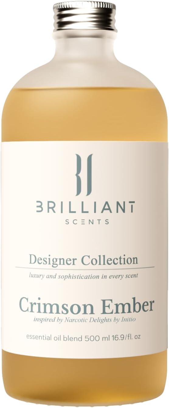 Brilliant Scents Crimson Ember Fragrance Oil 500ml - Premium Diffuser Oil for Home, Office, Hotels - Long Lasting, Plant Based, Meets IFRA Standards, USA-Made - Cherry, Pink Pepper, Black Pepper