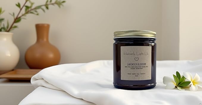 Heavenly Light LLC 100% Non-Toxic 9 oz Scented Soy Wax Candles (Lavender Blossom)