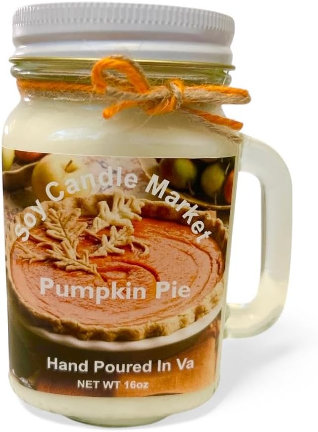 Soy Scented Candles | Handmade & Highly Aromatic Candles Burns Upto 85 Hours in Glass Jar - Perfect for Home Decor, Wedding, Birthday, Dinner (Pumpkin Pie, 12 oz)