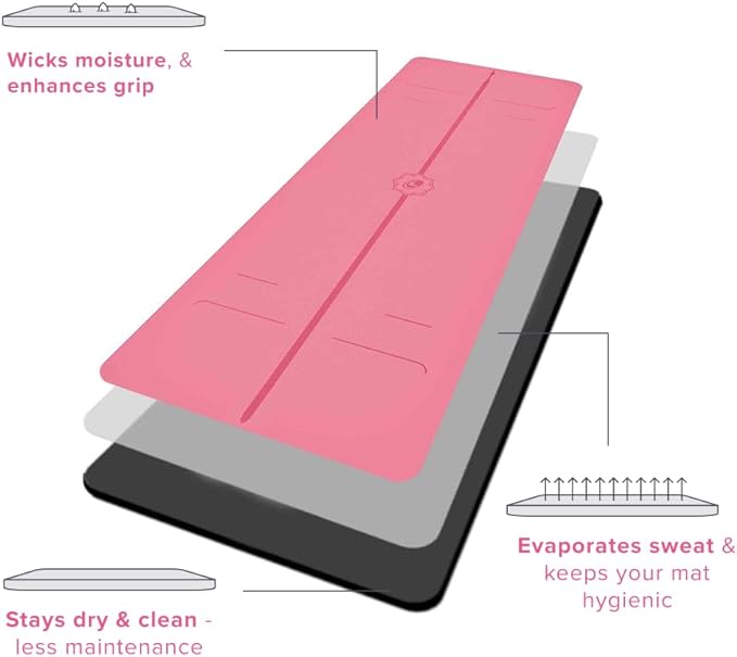 Liforme Evolve Yoga Mat – Free Yoga Bag Included - Patented Alignment System, Warrior-like Grip, Non-slip, Eco-friendly, Sweat-Resistant, Long, Wide, 4.2mm thick mat for comfort