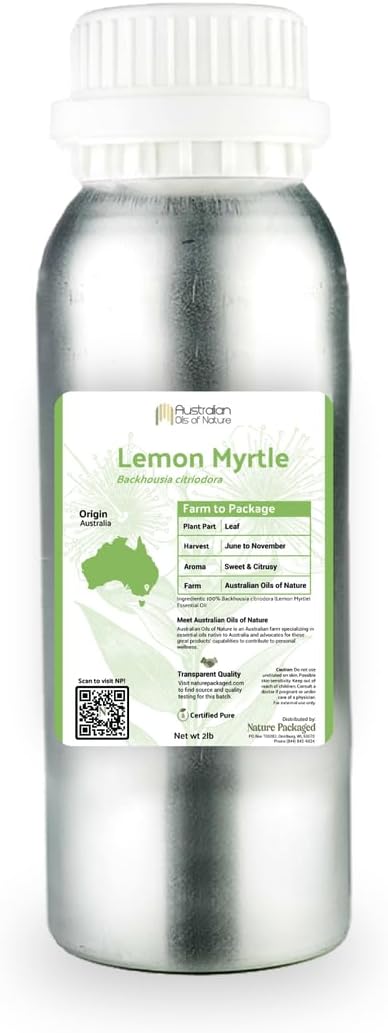 Lemon Myrtle Essential Oil - Experience an Invigorating, Fresh Citrus Aroma - Pure, Undiluted Therapeutic Grade Essential Oil - 2lbs