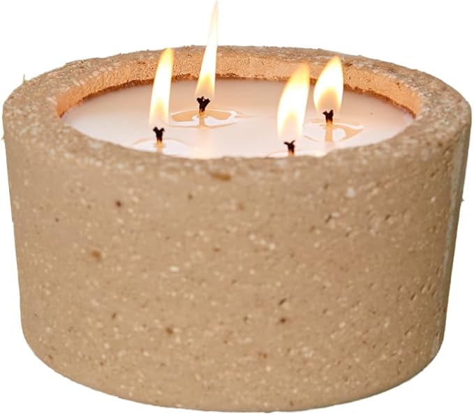 Hillhouse Naturals Outdoor Seaside Citronella Candle 32oz - Peppermint & Eucalyptus in Hypertufa Pot, 100+ Hours Burn Time. Made in The USA