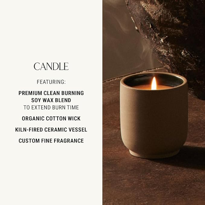 Homecourt Luxury Candle, Neroli Leaf Scent, 60-Hour Burn Time, Soy Wax Blend, Organic Cotton Wick, Reusable Kiln-Fired Ceramic Vessel, 8 Oz, 2.0