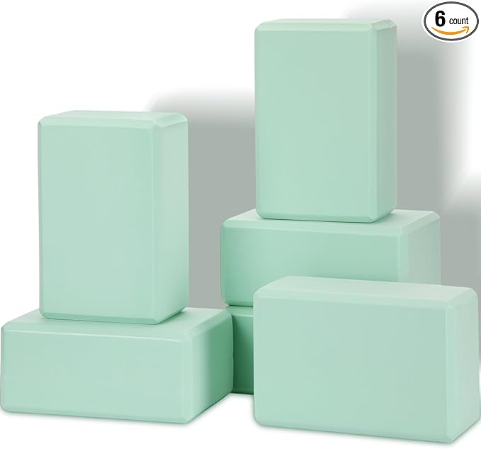 Wettarn 6 Pack Yoga Blocks 9 x 6 x 4 Inch Eva Foam Lightweight Non Slip Yoga Props for Yoga Pilates Stretching Meditation