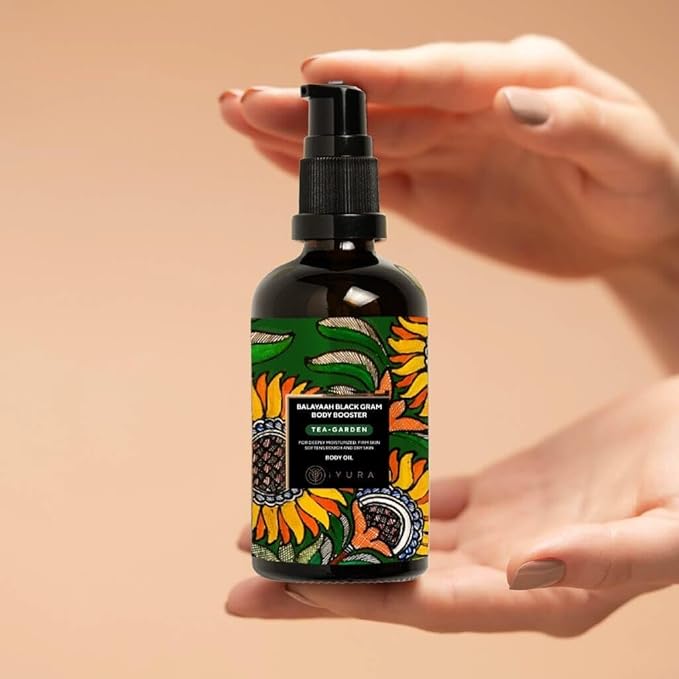 iYURA Balaayah Black Gram Body Booster Oil - Tea-Garden Blend | Ayurvedic Massage & Moisturizing Body Oil | Luxurious, Fast-Absorbing & Non-Sticky | 3.38 fl oz