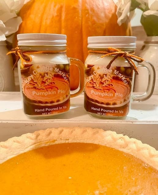 Soy Scented Candles | Handmade & Highly Aromatic Candles Burns Upto 85 Hours in Glass Jar - Perfect for Home Decor, Wedding, Birthday, Dinner (Pumpkin Pie, 12 oz)