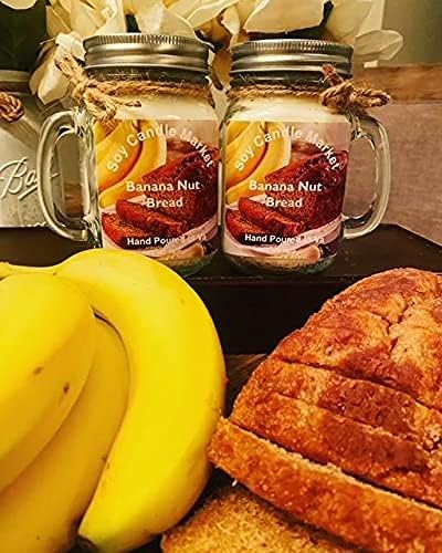 Soy Scented Candles | Handmade & Highly Aromatic Candles Burns Upto 85 Hours in Glass Jar - Perfect for Home Decor, Wedding, Birthday, Dinner (Banana Nut Bread, 16 oz)