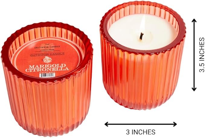 Hillhouse Naturals Outdoor Citronella Marigold 8oz Candle Colored Glass 50+ Hour Burn. 100% Soy Wax Blend. Made in The USA