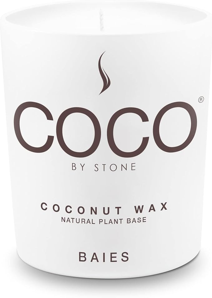 COCO by Stone 11oz Candle, Coconut Apricot Wax Candle for Home (Baies) Home Fragrance Products, 1 Wick Candle, Enhance Indoor Aroma, Vegan & Cruelty-Free, Clean Burning and Hand Poured Candle