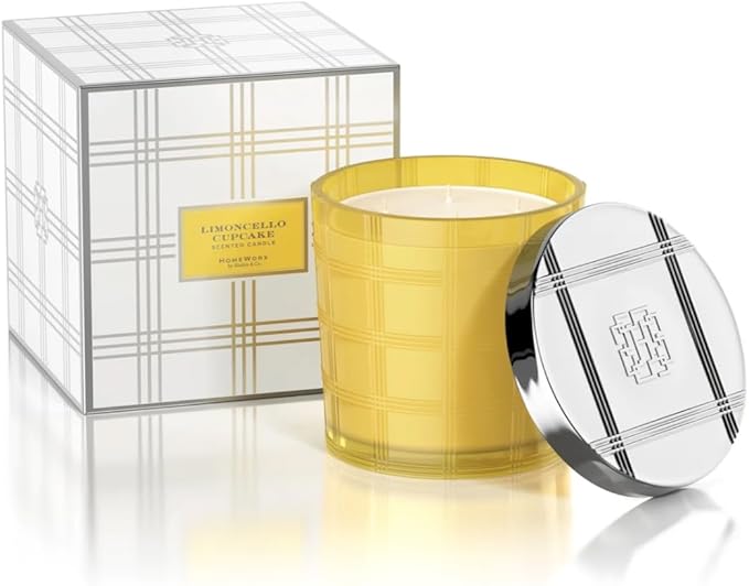 HomeWorx 50 oz. 4-Wick Limoncello Cupcake Luxe Glass Candle | Jumbo Premium Candle by Slatkin + Co. | 90+ Hours of Burn with Gift Box