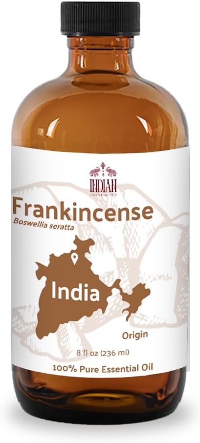 Frankincense Essential Oil - Direct from Madhya Pradesh, India - Pure Essential Oil for Diffusers and Aromatherapy | 100% Pure Therapeutic Grade Natural Aceite de Incienso (8oz)