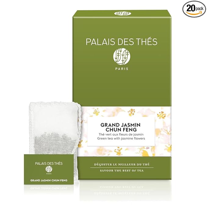Palais des Thés - Grand Jasmine Chun Feng - Jasmine Green Tea - Premium Tea Bags, Serves 20 Cups