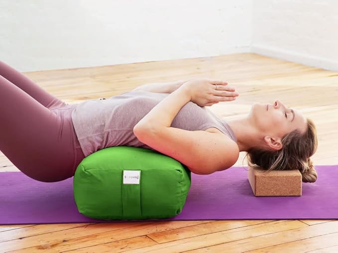 Sol Living Yoga Bolster Pillow Rectangular Meditation Cushion Cotton Meditation Accessories for Restorative Yoga Meditation Pillow Yoga Pillow Firm Body Pillow Bolster Pillow for Legs Removable Cover
