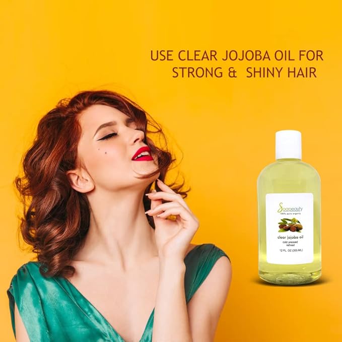 Soapeauty Clear Jojoba Oil | 100% Pure & Natural | Refined, Cold Pressed, Hexane Free | Moisturizing Oil for Skin, Face, Hair & Nails | 24 fl oz (2 * 12 fl oz)