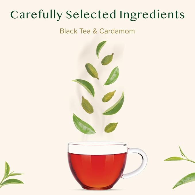 VAHDAM, Cardamom Masala Chai Tea Bags (100 Count) Non GMO, Gluten Free, No Artificial Flavor | Blended w/Exotic Spices | Chai Tea | Resealable Ziplock Pouch