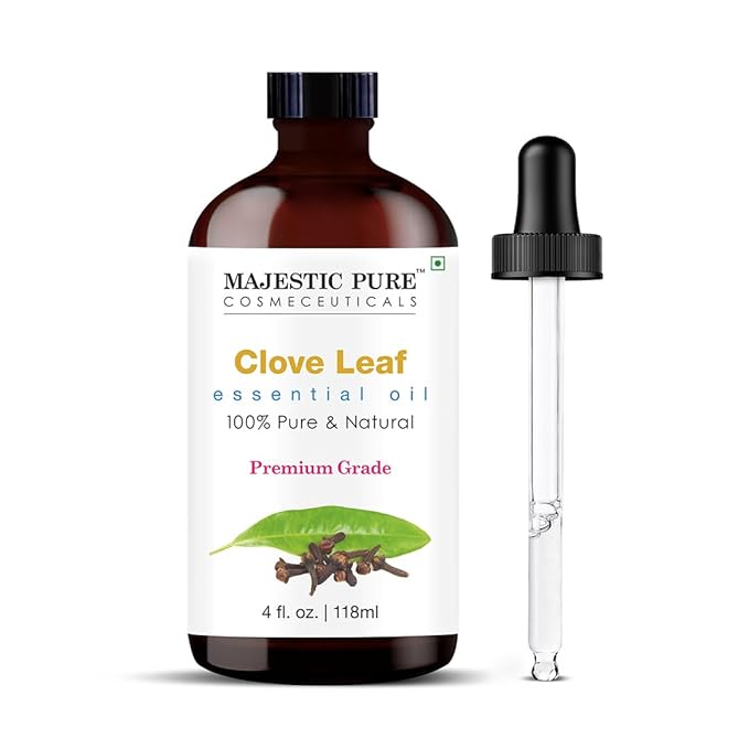 Majestic Pure Essential Oil with Glass Dropper - 100% Pure and Natural - Essential Oils for Diffuser, Aromatherapy, Soap and Candle Making, Clove Essential Oil, Clove Oil, 4 Fl Oz