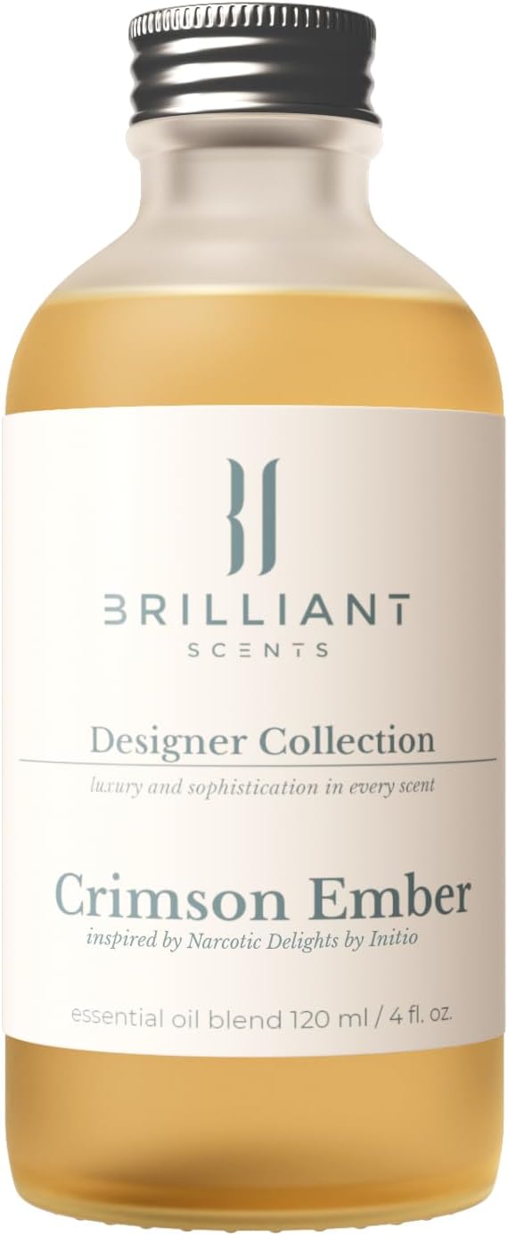 Brilliant Scents Crimson Ember Fragrance Oil 120ml - Premium Diffuser Oil for Home, Office, Hotels - Long Lasting, Plant Based, Meets IFRA Standards, USA-Made - Cherry, Pink Pepper, Black Pepper