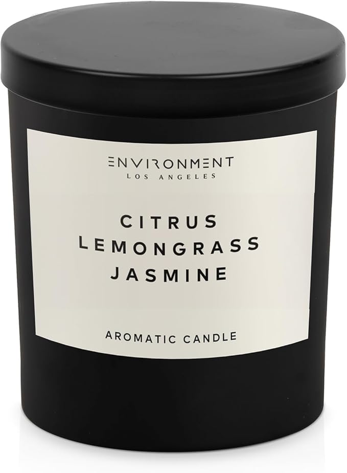ENVIRONMENT Inspired by 5-Star Resort WH Candle, 8oz Luxury Coconut Apricot Wax Candles for Home (Citrus | Lemongrass | Jasmine) Home Fragrance Products, 1 Wick Candle, Vegan & Cruelty-Free