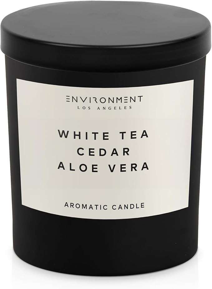 ENVIRONMENT Inspired by 5-Star Resort WSTN Candle, 8oz Luxury Coconut Apricot Wax Candles for Home (White Tea | Cedar | Aloe Vera) Home Fragrance Products, 1 Wick Candle, Vegan & Cruelty-Free