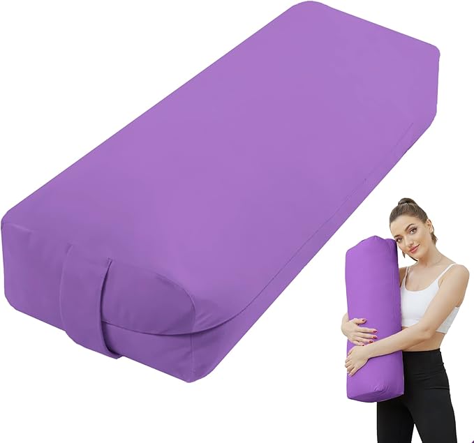 TokSay Rectangular Yoga Bolster Pillow, Meditation Pillow for Yin & Restorative Yoga, Filled with Wasted Sponge