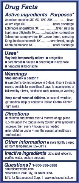 NaturalCare Children's Cold & Flu, Homeopathic Liquid, 1 fl. oz