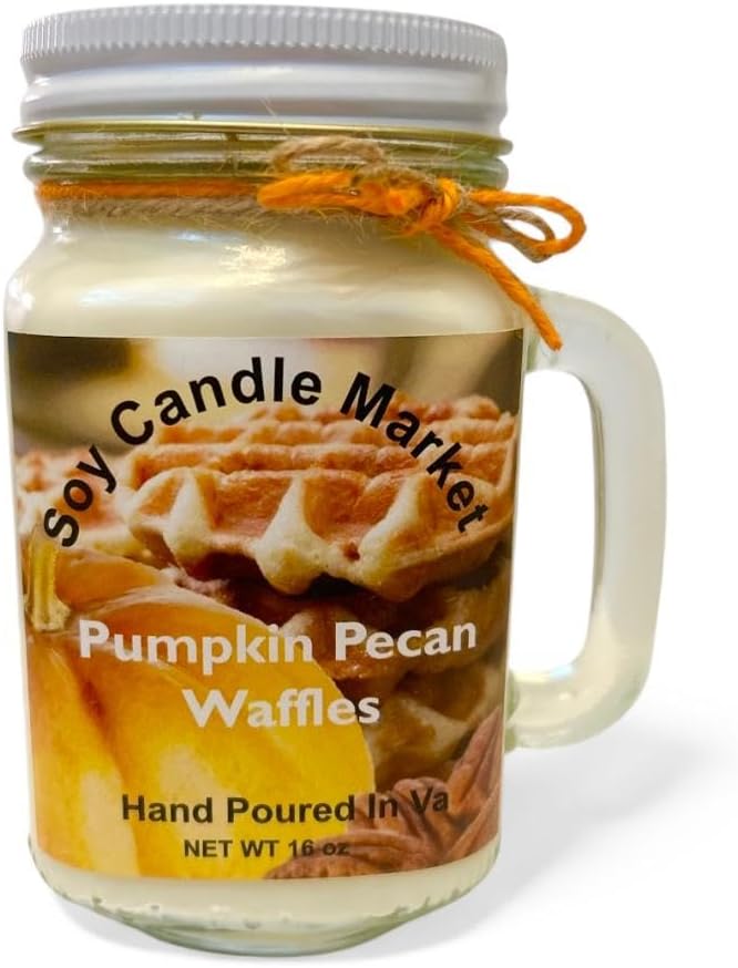 Soy Scented Candles | Handmade & Highly Aromatic Candles Burns Upto 85 Hours in Glass Jar - Perfect for Home Decor, Wedding, Birthday, Dinner (Pumpkin Pecan Waffles, 16 oz)