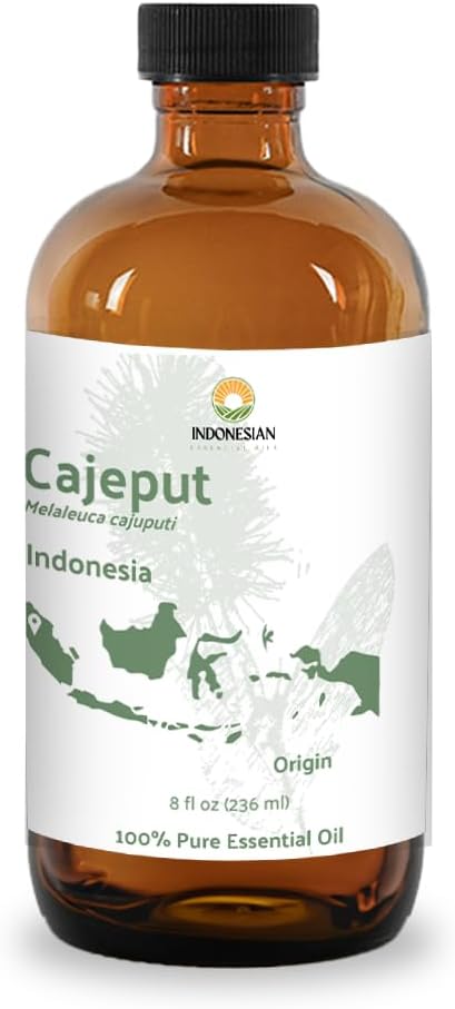 Cajeput Essential Oil (8oz) - Direct from Central Java, Indonesia - Essential Oils for Diffusers Aromatherapy; Essential Oils for Body; Massage Oils | 100% Pure Therapeutic Grade