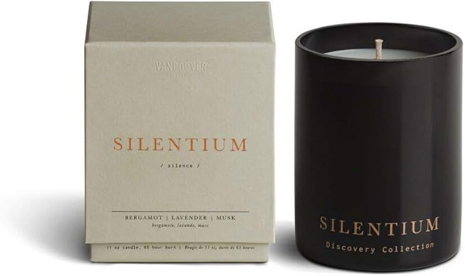 Vancouver Candle Co. Silentium Discovery Candle – Non-Toxic Soy Wax Aromatherapy Candle – Handmade with Natural Essential Oil – Strong Scented, Long Lasting 10 Ounce Jar Candle with Gift Box