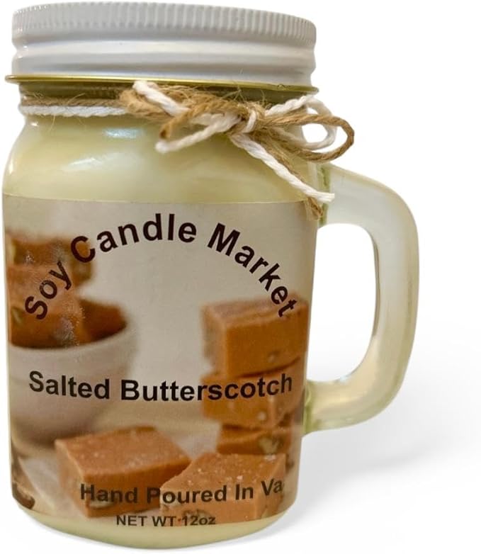 Soy Scented Candles | Handmade & Highly Aromatic Candles Burns Upto 85 Hours in Glass Jar - Perfect for Home Decor, Wedding, Birthday, Dinner (Salted Butterscotch, 16 oz)