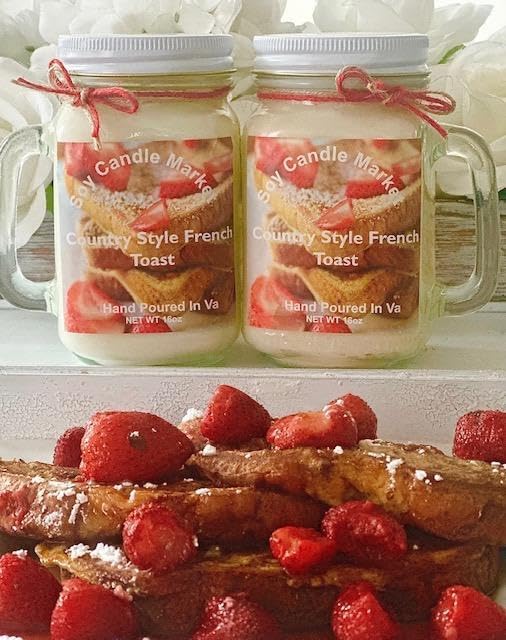 Soy Scented Candles | Handmade & Highly Aromatic Candles Burns Upto 85 Hours in Glass Jar - Perfect for Home Decor, Wedding, Birthday, Dinner (Country Style French Toast, 16 oz)